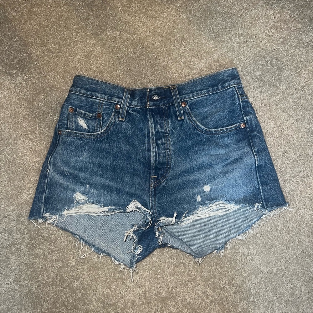 Levi 501® ORIGINAL FIT HIGH RISE WOMEN'S SHORTS size W25 dark wash